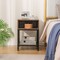 Industrial Side Table with Storage Shelf and Open Compartment Steel Frame Rustic Brown